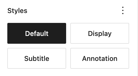 Block styles in block settings panel