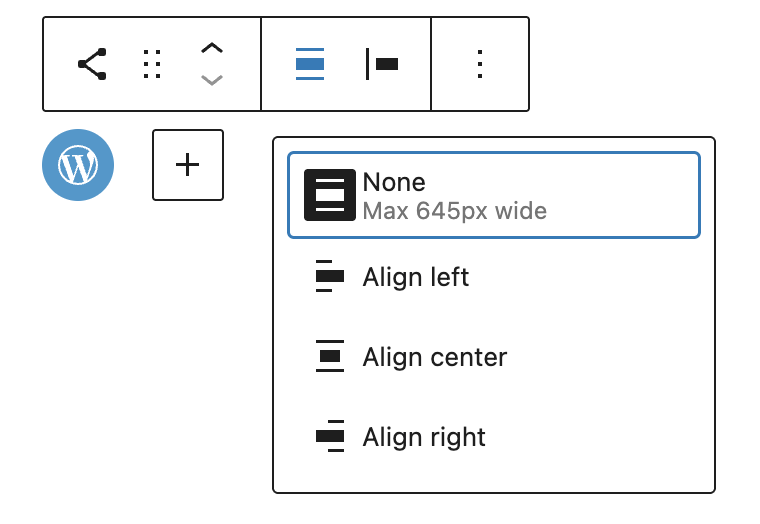Align block toolbar