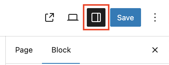 Block settings toolbar in the editor