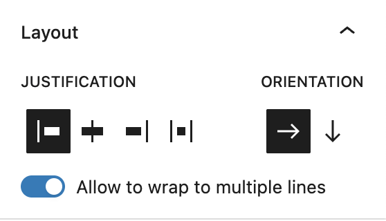 Block settings layout options