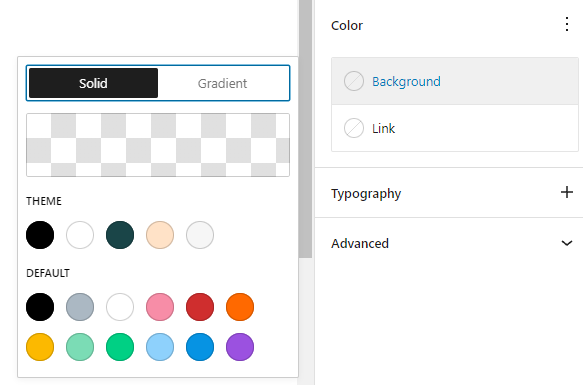 Color settings in the Comment Edit Link Block