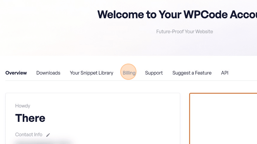 Click the Billing menu item