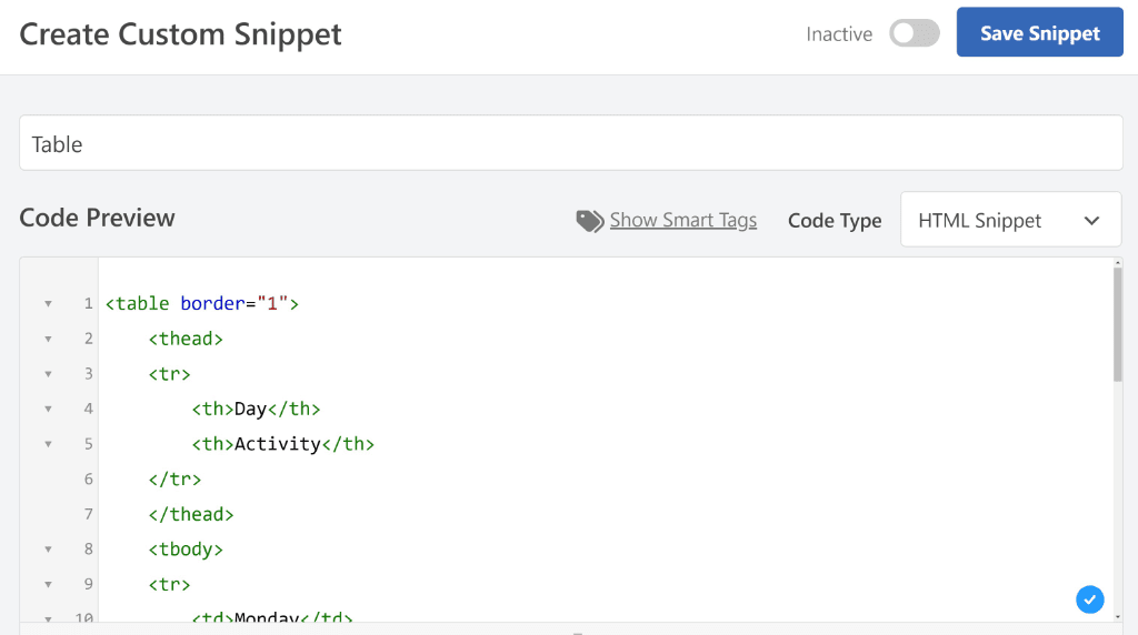 Insert HTML in code editor