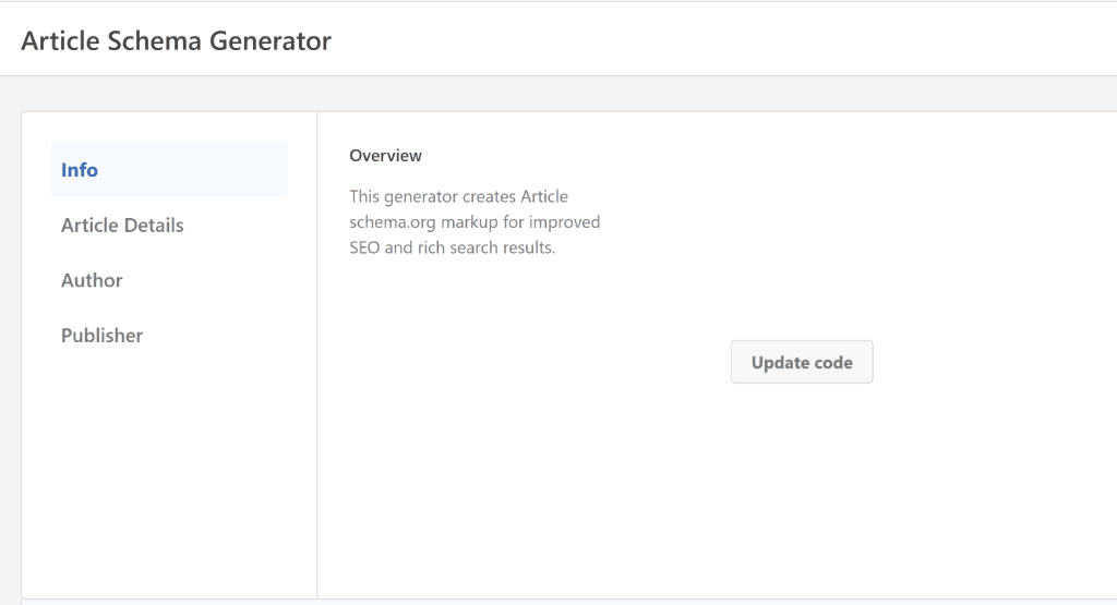 Article schema info