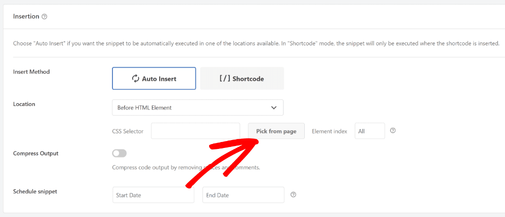 Click pick from page option