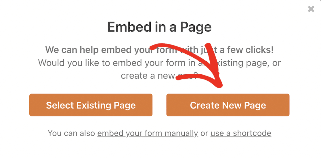 Create New Page - WPForms Create new page