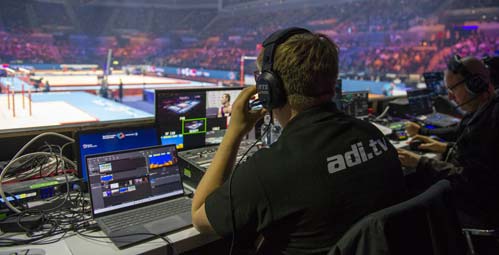 ADI Staff providing event production services at the World Gymnastics Championships