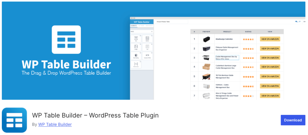 WP Table Builder download page