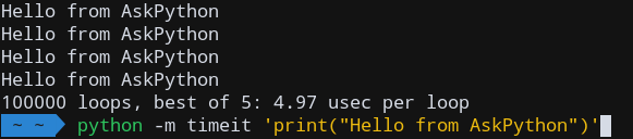 Python Timeit Cli Default