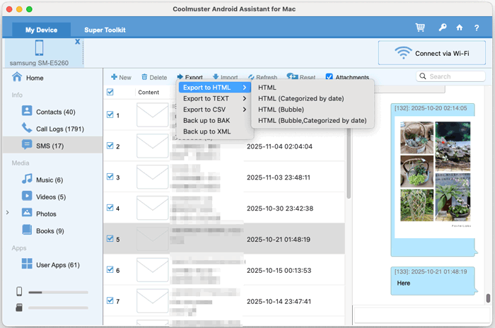 sync android with mac selectively via coolmuster android assistant