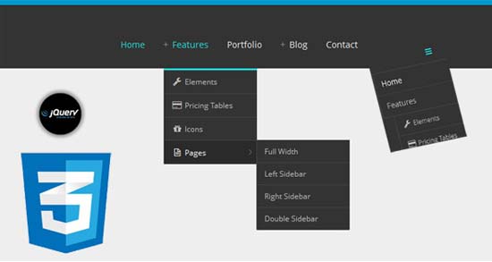 Responsive Drop Down Menu jQuery CSS3 Using Icon Symbol Responsive Drop Down Menu jQuery CSS3 Using Icon Symbol