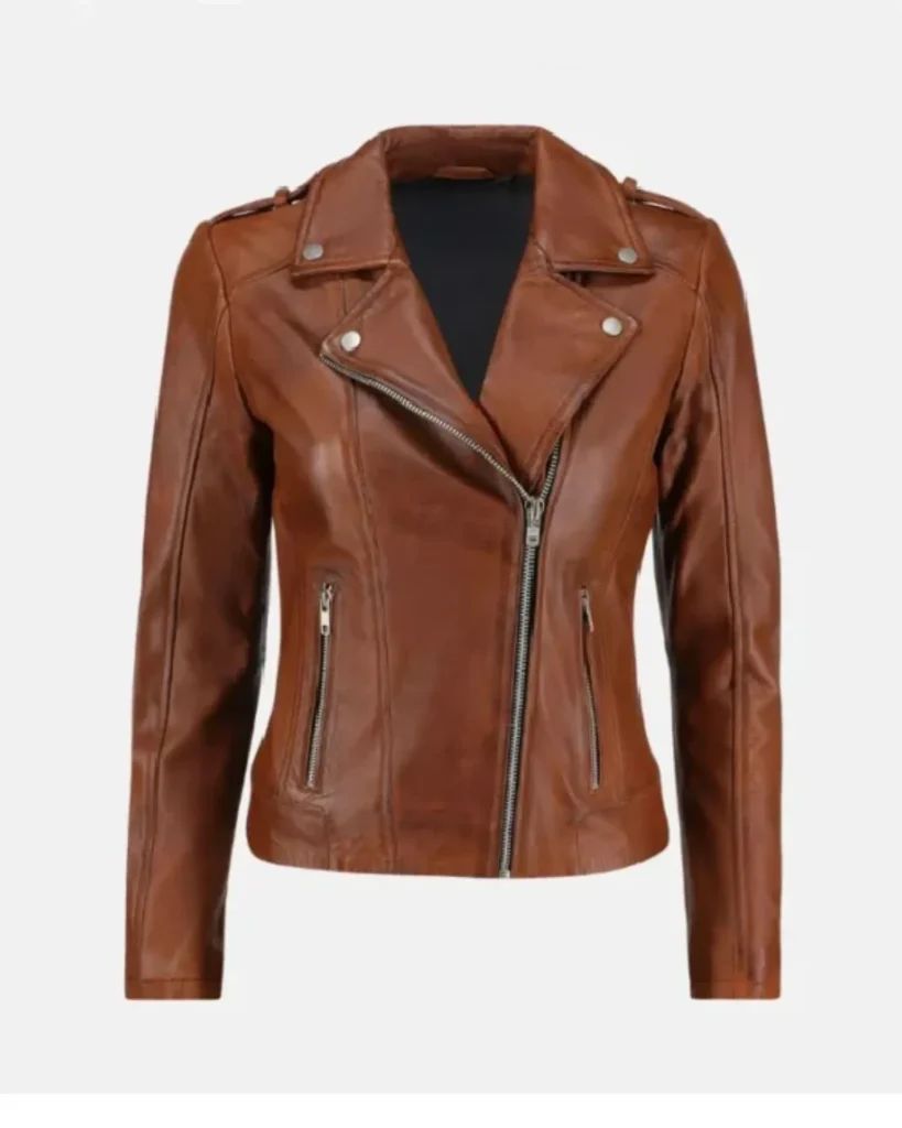 Womens Brown Classic Biker Leather Jacket