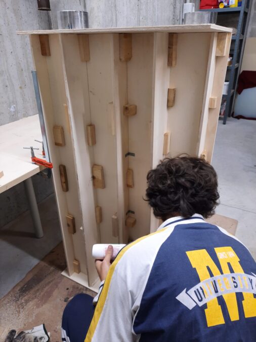 Making a Montessori bookshelf: constructing the "stair" of shelves