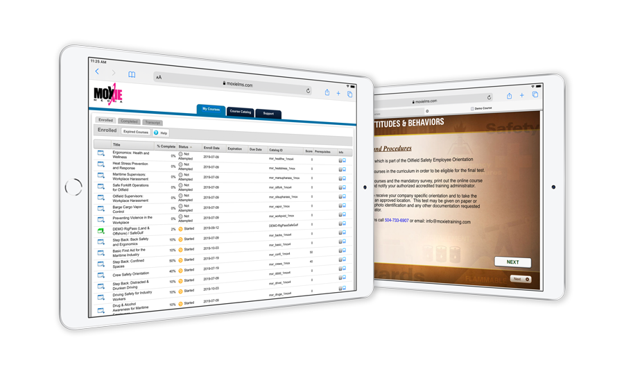 An image of our workforce safety LMS on an iPad.