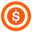 Orange sales icon with dollar sign