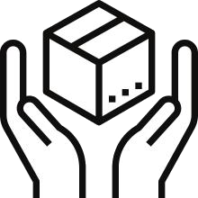 Hands holding package icon