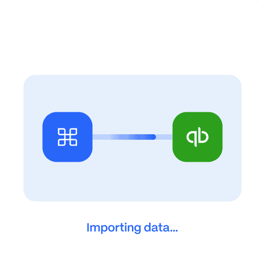 Icons representing data transfer between two apps, with the text "Importing data..." below.