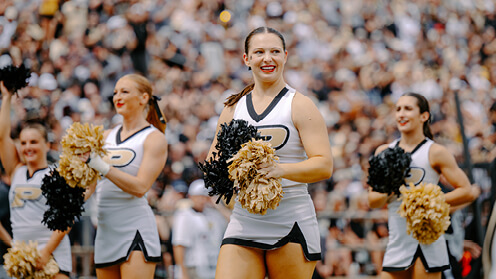 Members of the Purdue cheerleading team. 