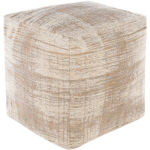 Dalen Beige Polyester Pouf by Livabliss