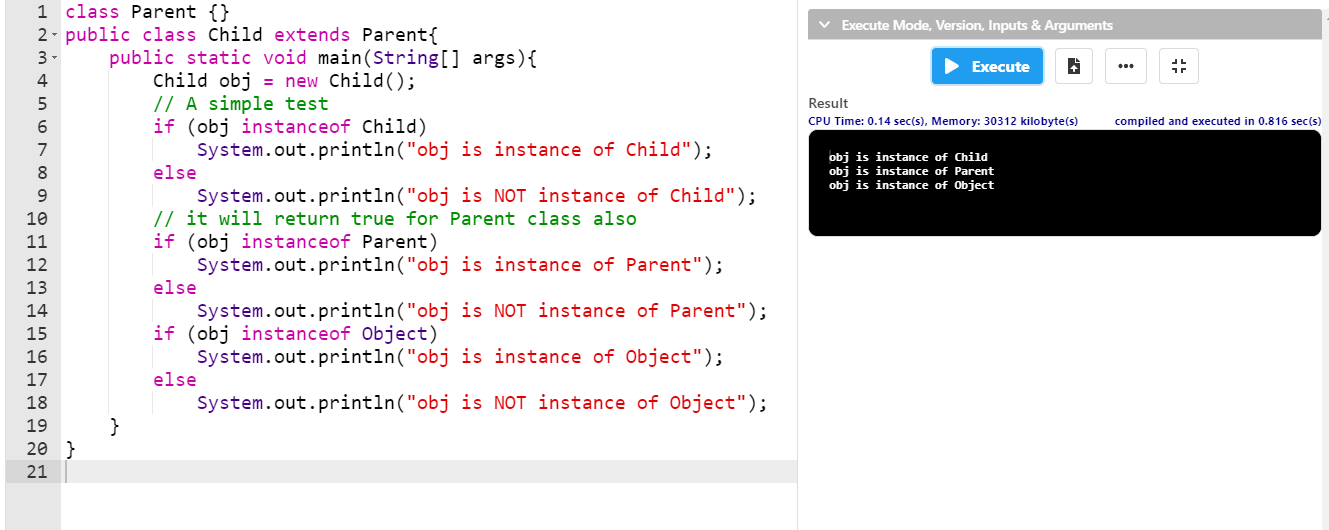 InstanceofinJavaExample3