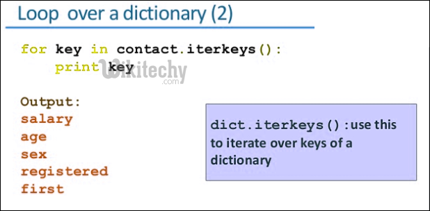 loop over a dictionary python
