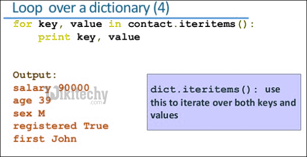 loop over a python dictionary