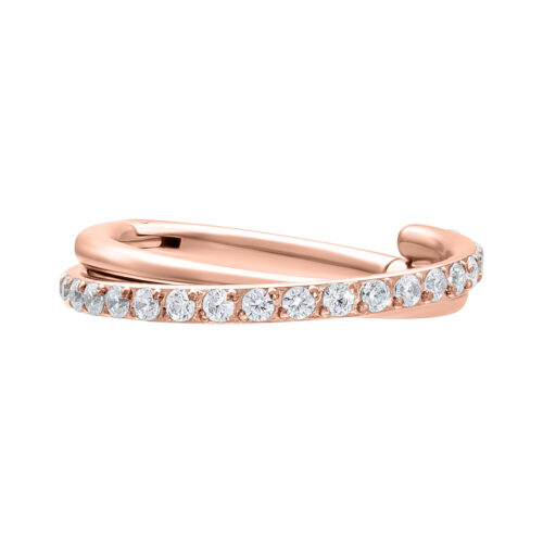 Roségoldener Piercingring mit Kristallen, Stärke 1,2mm, Innendurchmesser 8mm