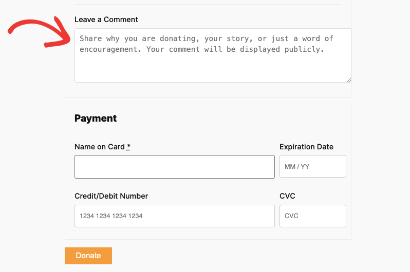Leave a comment in donation form | Charitable Leave a comment in donation form