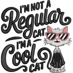 Cool Cat Embroidery Design