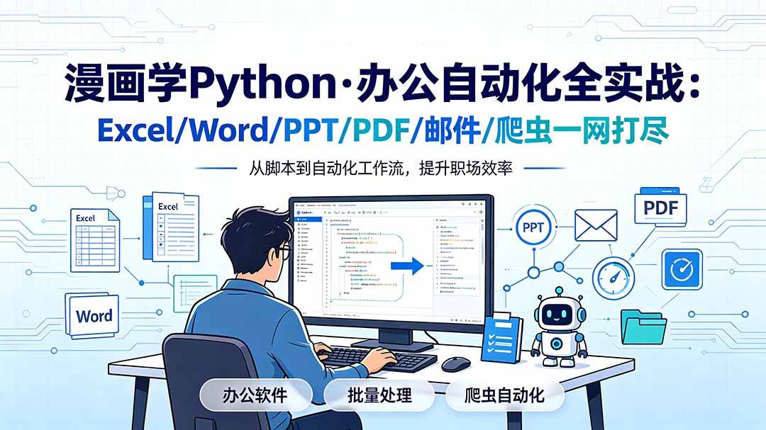 （19270期）漫画学Python·办公自动化全实战：Excel/Word/PPT/PDF/邮件/爬虫一网打尽-知行阁轻创网-分享网络赚钱项目-全网首发副业项目实操平台-副业创业项目网